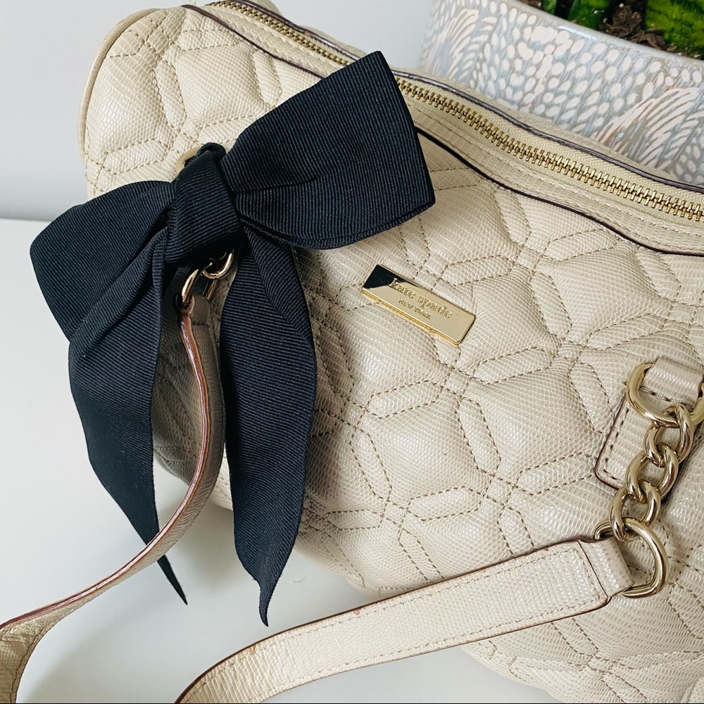 Kate Spade Quilted White Leather bag with Bow